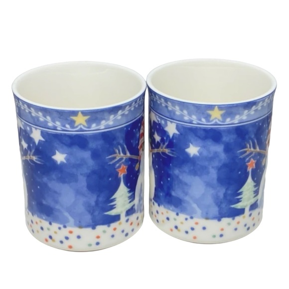 Set of 4 Noritake Epoch Mr Snowman Christmas Winter Holiday Mugs Coffee Cups - Picture 6 of 16